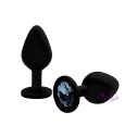 Силиконовая анальная пробка с кристаллом М, черная, 3,4; 8,0