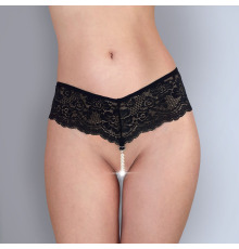 Сексуальные женские трусики Fabiana с жемчугом, черные, размер L-2XL