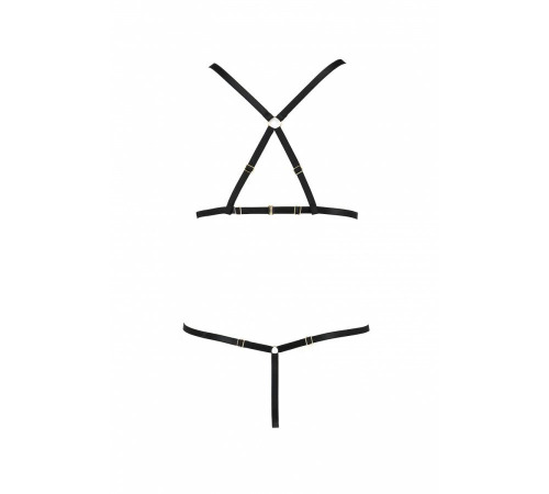 Комплект білизни зі стреп ARMANDA SET black S/M - Passion Exclusive