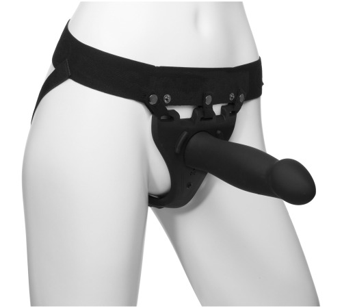 Страпон унисекс Doc Johnson Body Extensions – Be Risque, вибрация, пульт управления, полая насадка