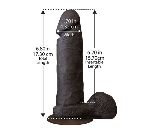 Фалоімітатор Doc Johnson The Realistic Cock 6 inch Black - ULTRASKYN, Vac-U-Lock, діаметр 4,3 см