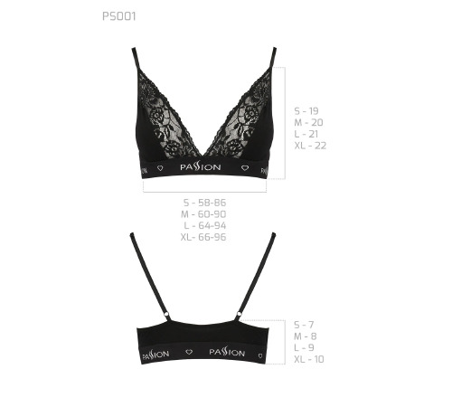 Эластичный топ с кружевом Passion PS001 TOP black, size XL