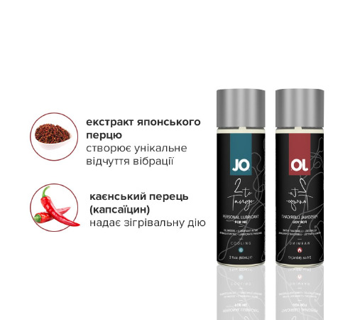 Набор смазок для пары System JO 2-TO-TANGO: согревающая для него и стимулирующая для нее