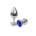Металлическая анальная пробка М с Синим кристаллом , длина 8см, диаметр 3,4см