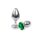 Металева анальна пробка М із Смарагдовим кристалом, довжина 8см, діаметр 3,4см