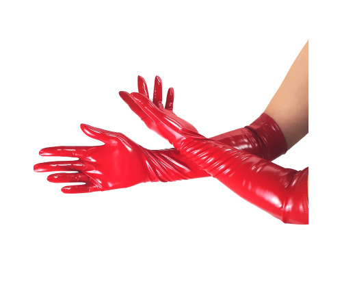 Глянцевые виниловые перчатки Art of Sex - Lora, размер M, цвет Красный