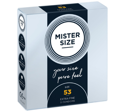 Презервативы Mister Size - pure feel - 53 (3 condoms), толщина 0,05 мм