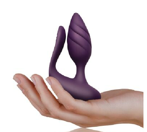 Анально-вагінальний вібратор для пар Rocks Off Cocktail Purple, пульт ДК