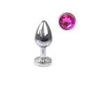Металева анальна пробка S з Темно-рожевим кристалом, довжина 7см, діаметр 2,8см