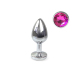 Металева анальна пробка S з Темно-рожевим кристалом, довжина 7см, діаметр 2,8см