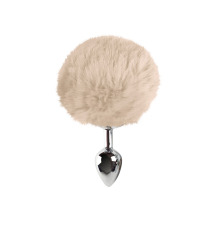 Металева анальна пробка S з бежевим хвостиком