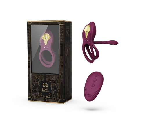 Смарт ерекційне кільце Zalo — BAYEK Velvet Purple, подвійне з ввідною частиною, пульт ДК