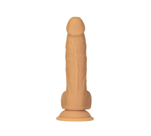 Фалоімітатор ADDICTION Dual Density Silicone Dildo Caramel 8″, присоска, діаметр 4,3 см, віброкуля
