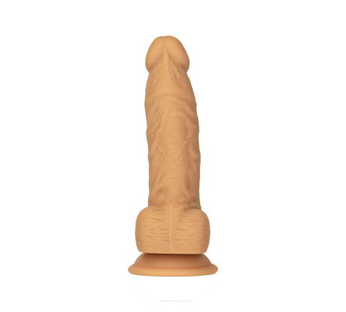 Фалоімітатор ADDICTION Dual Density Silicone Dildo Caramel 8″, присоска, діаметр 4,3 см, віброкуля