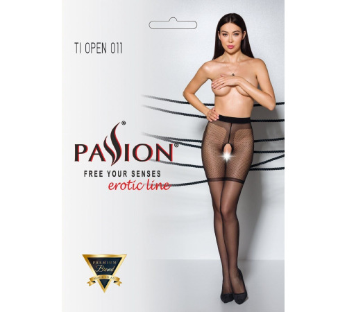 Колготки з відкритим доступом, контрастні шортики TIOPEN 011 beige 5 (20 den) — Passion