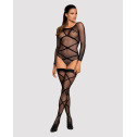 Бодистокинг Obsessive Bodystocking G320 S/M/L, чулки, боди, декор в виде линий