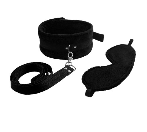 Набір нашийник з повідцем та маска Art of Sex - Soft Touch Light, Чорний