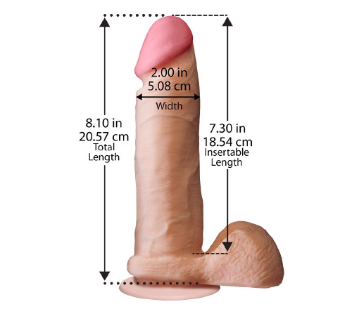 Фалоімітатор Doc Johnson The Realistic Cock 8 inch White - ULTRASKYN, Vack-U-Lock, діаметр 5,1 см