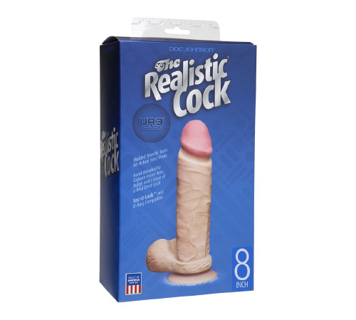 Фалоімітатор Doc Johnson The Realistic Cock 8 inch White - ULTRASKYN, Vack-U-Lock, діаметр 5,1 см