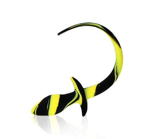 Силиконовая анальная пробка с хвостиком, Черно/Желтый