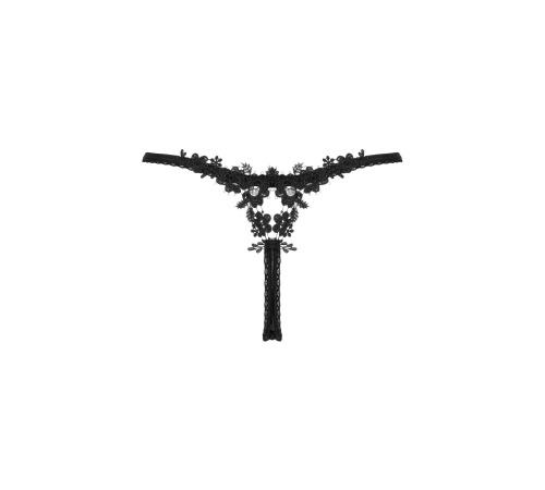 Прозрачные стринги с кружевом Obsessive Celia Noir thong XS/S