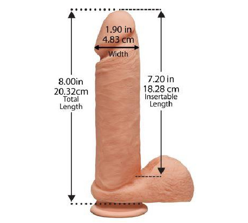 Фаллоимитатор Doc Johnson The D - Perfect D - 8 Inch With Balls - ULTRASKYN, диаметр 5,1см