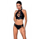 Комплект из эко-кожи: бра и трусики с имитацией шнуровки Nancy Bikini black L/XL - Passion