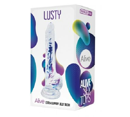 Прозрачный фаллоимитатор Alive Jelly Dildo Lusty, ТПЕ, присоска, диаметр 3,2см, длина 18см