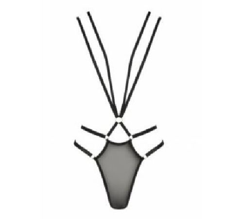 Открытое боди из стреп MEGGY black L/XL - Passion Exclusive