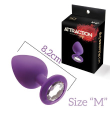Анальна пробка з кристалом MAI Attraction Toys №48 Purple, довжина 8,2 см, діаметр 3,5 см