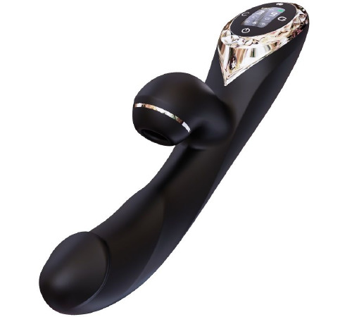 Вакуумный вибратор-кролик с подогревом KISTOY A-King Pro Black, с LED-экраном