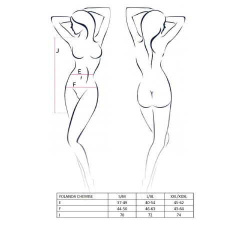 Прозора сорочка з довгим рукавом YOLANDA CHEMISE pink XXL/XXXL - Passion, трусики