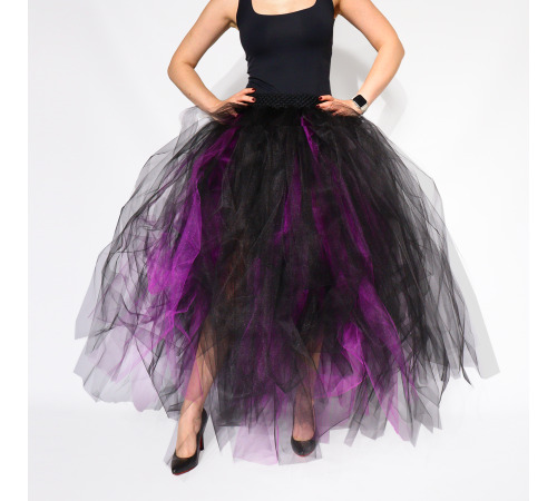 Пышная чёрно-фиолетовая фатиновая юбка, размер XS-M