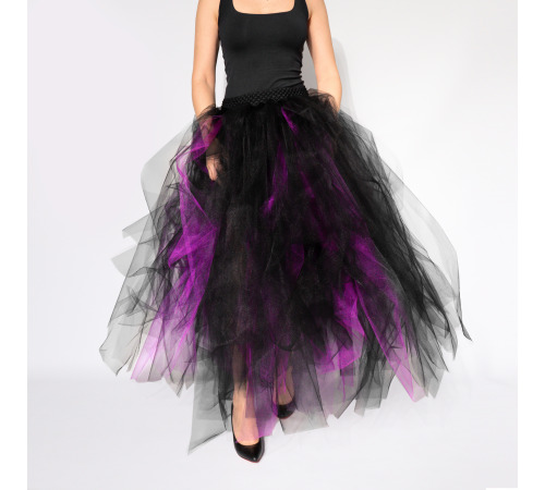 Пышная чёрно-фиолетовая фатиновая юбка, размер XS-M