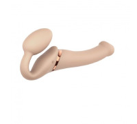 Безремінний страпон з вібрацією Strap-On-Me Vibrating Flesh M, діаметр 3,3см, пульт ДК, регульований