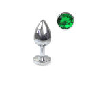 Металлическая анальная пробка М с Изумрудным кристаллом , длина 8см, диаметр 3,4см