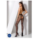 Еротичні колготки-бодістокінг Passion S010 black, з доступом, геометричний малюнок