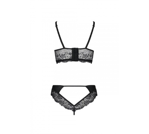 Комплект из эко-кожи с кружевом: бра и трусики Loona Set black XXL/XXXL - Passion