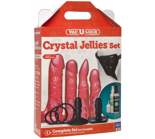 Набір для страпона Doc Johnson Vac-U-Lock Crystal Jellies Set, діаметр 3,8см, 2×4,5см, 5,1 см