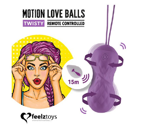 Вагинальные шарики с массажем и вибрацией FeelzToys Motion Love Balls Twisty с пультом ДУ, 7 режимов