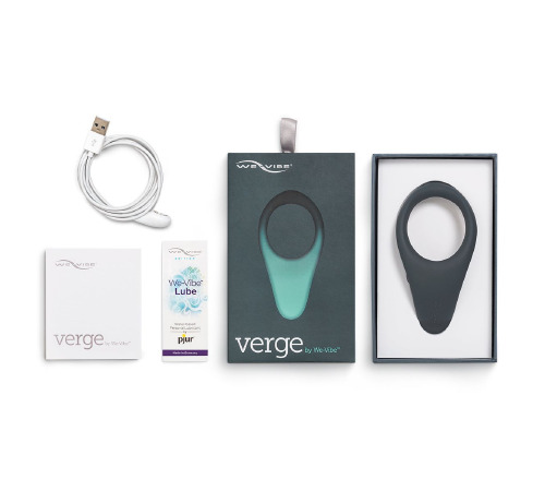 Смарт-виброкольцо под одежду VERGE BY WE-VIBE SLATE, охватывает пенис и мошонку, 10 режимов