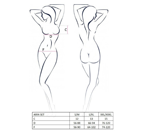 Комплект білизни ARIN SET black XXL/XXXL - Passion Exclusive: сітчастий ліф і стрінги