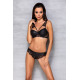 Комплект із еко-шкіри з мереживом: бра та трусики Loona Set black L/XL - Passion