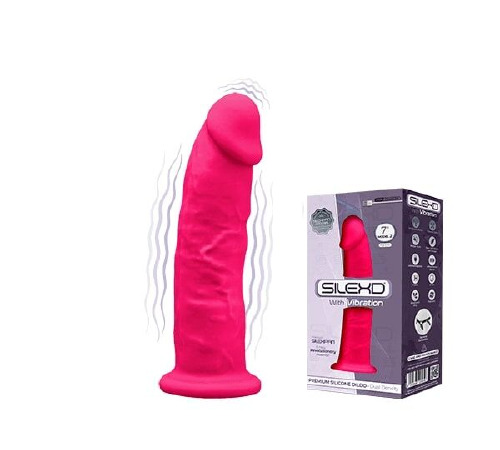 Фаллоимитатор с вибрацией SilexD Henry Vibro Pink (MODEL 2 size 7in), двухслойный, диаметр 4,4 см