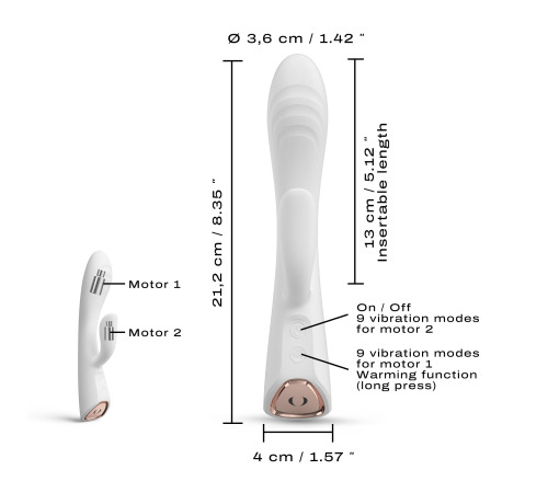 Вибратор-кролик с подогревом Dorcel FLEXI RABBIT WHITE, гибкий ствол