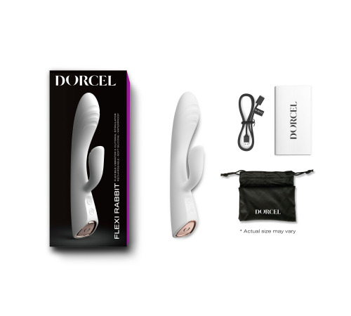 Вибратор-кролик с подогревом Dorcel FLEXI RABBIT WHITE, гибкий ствол