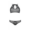 Комплект: бра, трусики з ажурним декором та відкритим кроком Ursula Set black L/XL — Passion