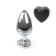 Металлическая анальная пробка Сердце L с Черным кристаллом , длина 9см, диаметр 4см