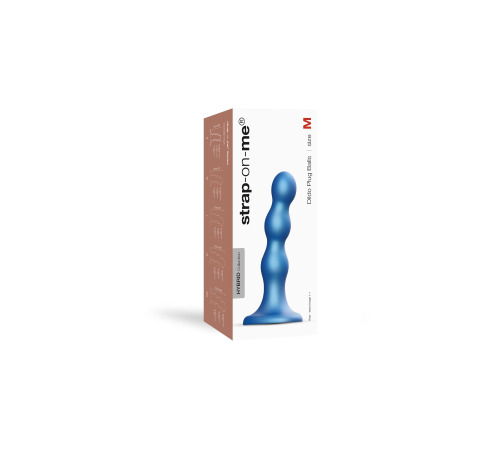 Насадка для страпону Strap-On-Me Dildo Plug Balls Blue Metallic M