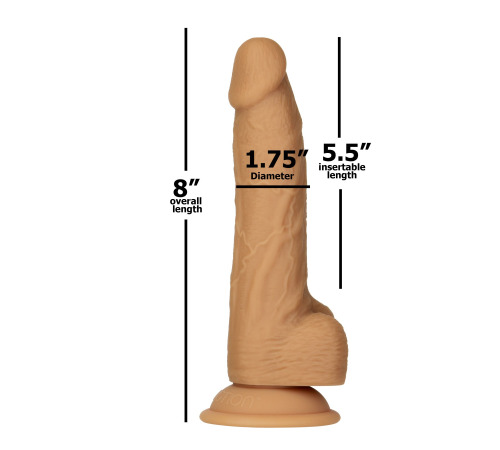 Фалоімітатор ADDICTION Dual Density Silicone Dildo Caramel 8″, присоска, діаметр 4,3 см, віброкуля